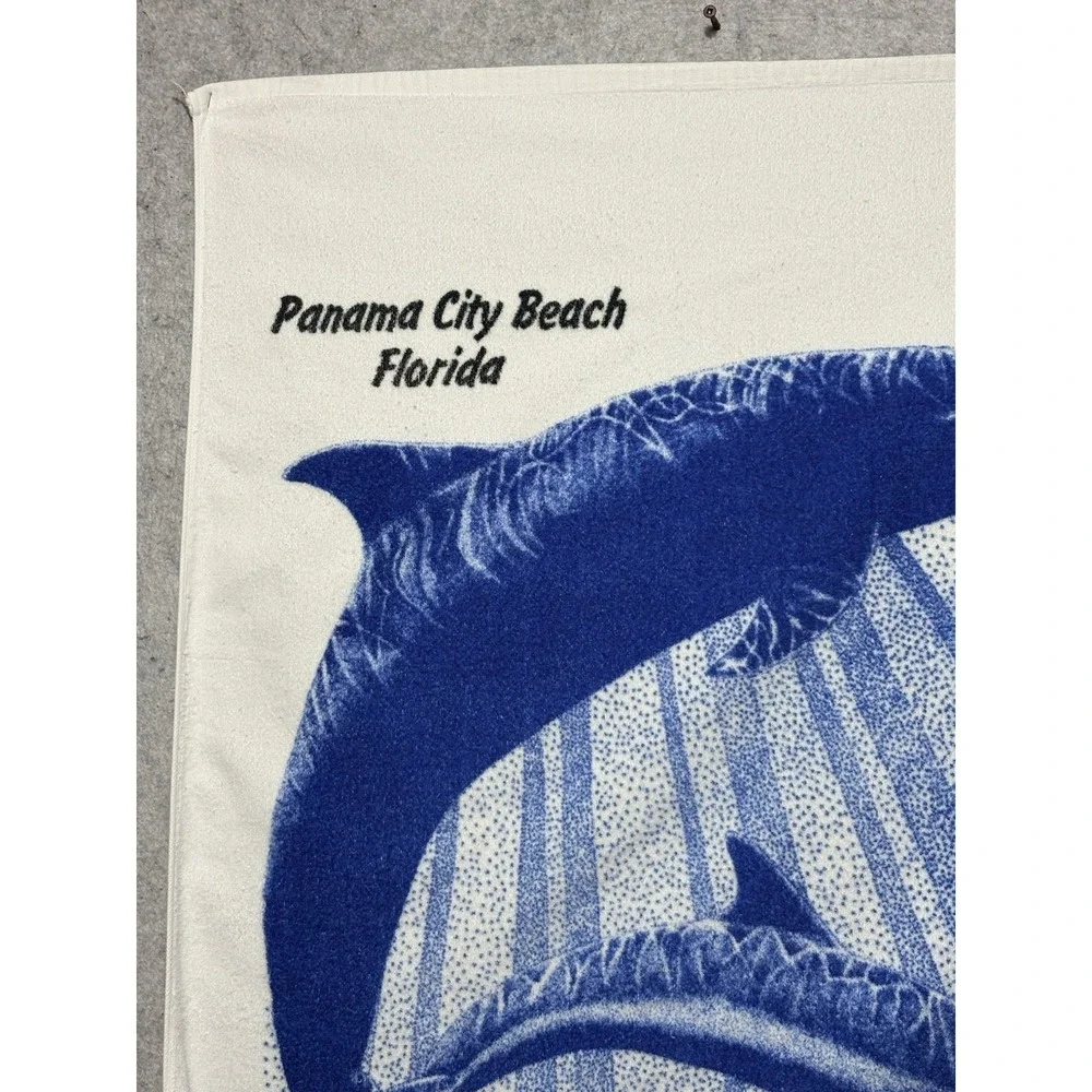 Vintage Panama City Beach Florida Dolphin Beach Towel 28x56 Sherry Cotton
